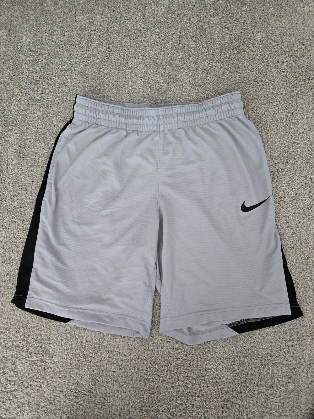 Nike Light Gray Athletic Shorts with Black Side Panels